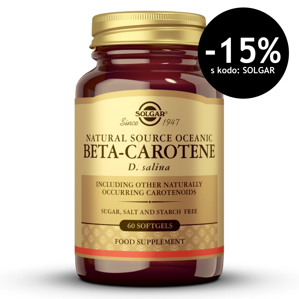 prehransko dopolnilo solgar, ki vsebuje beta karoten v tabletah